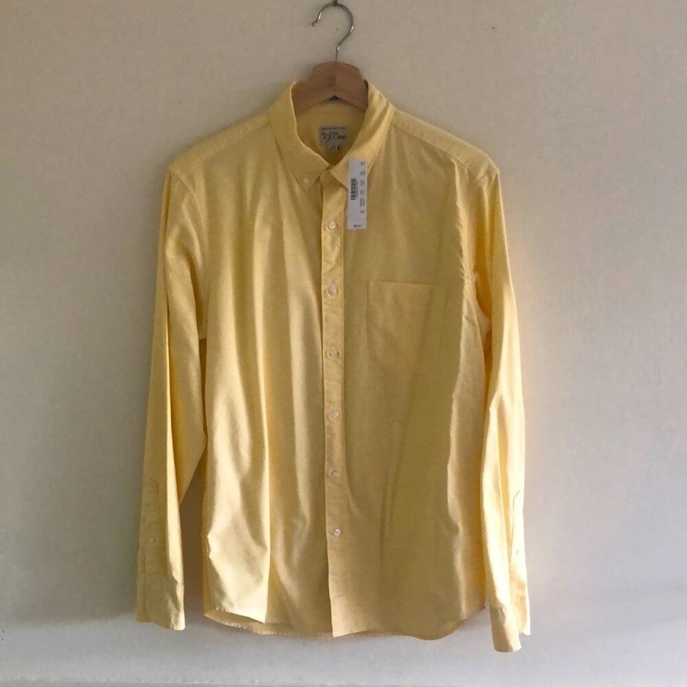 NWT JCrew Slim Fit Yellow Button Down Shirt Mens M 100% Cotton